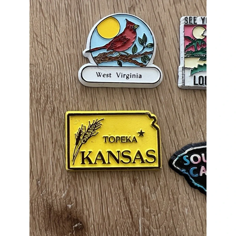 Vintage United States Map Classic Magnets Rubber Plastic Travel Lot Of 5